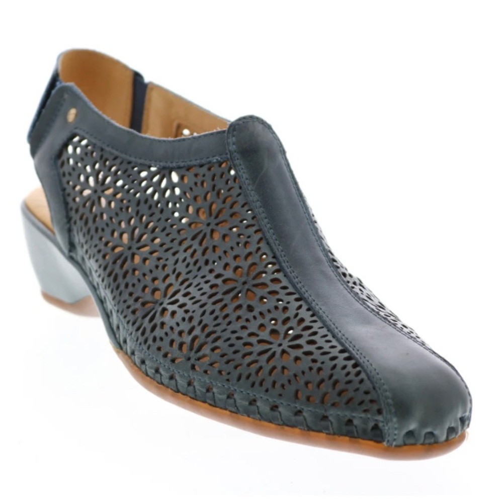 Pikolinos Women’s Romana Leather Laser Cut Closed Toe Heeled Sandals Size EU 42